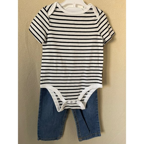 Cat & Jack Striped Single, Lil' Sneaker Single & Cat & Jack Jean Pants 3-Pc Set - Picture 2 of 11